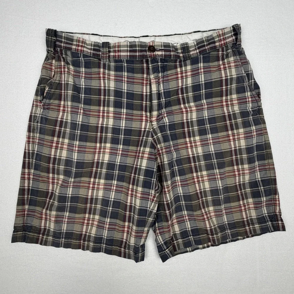 Eddie Bauer Mens Legend Wash Plaid Chino Shorts Multicolor Cotton Size 36